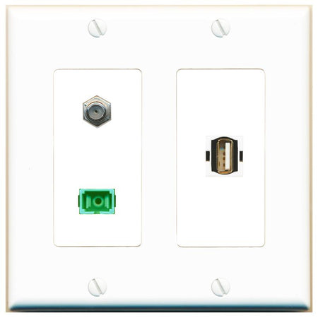 COAX SC-APC-SX USB2 Wall Plate [White]