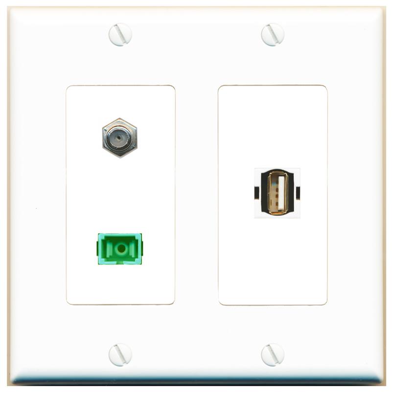 COAX SC-APC-SX USB2 Wall Plate [White]