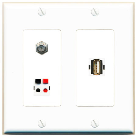 COAX SPEAKER USB2 Wall Plate [White]