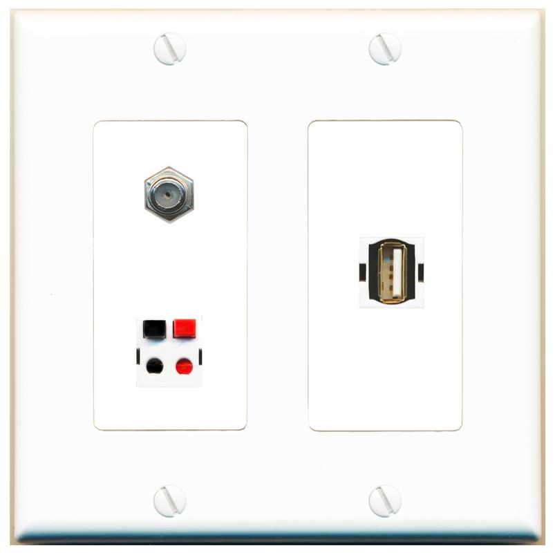 COAX SPEAKER USB2 Wall Plate [White]