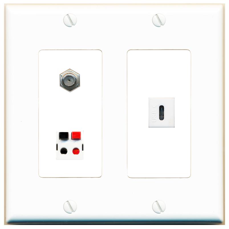 COAX SPEAKER USBC Wall Plate [White]