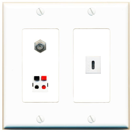 COAX SPEAKER USBC Wall Plate [White]