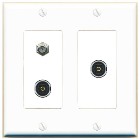 COAX 2 TOSLINK Wall Plate [White]