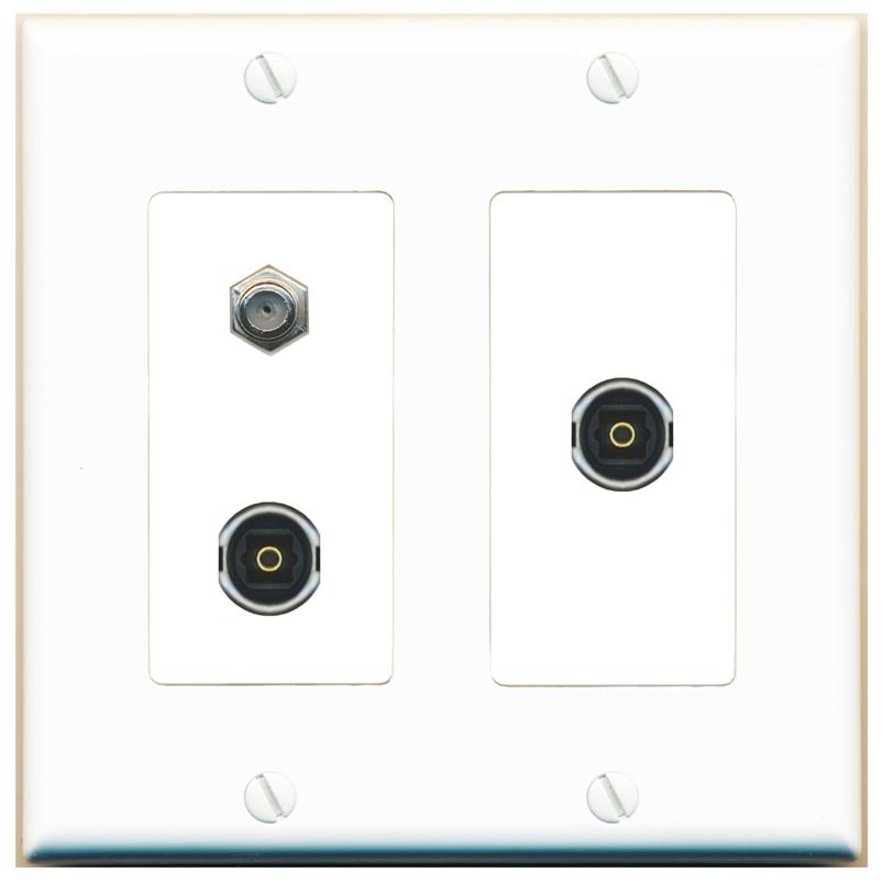 COAX 2 TOSLINK Wall Plate [White]