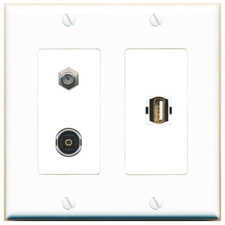 COAX TOSLINK USB2 Wall Plate [White]