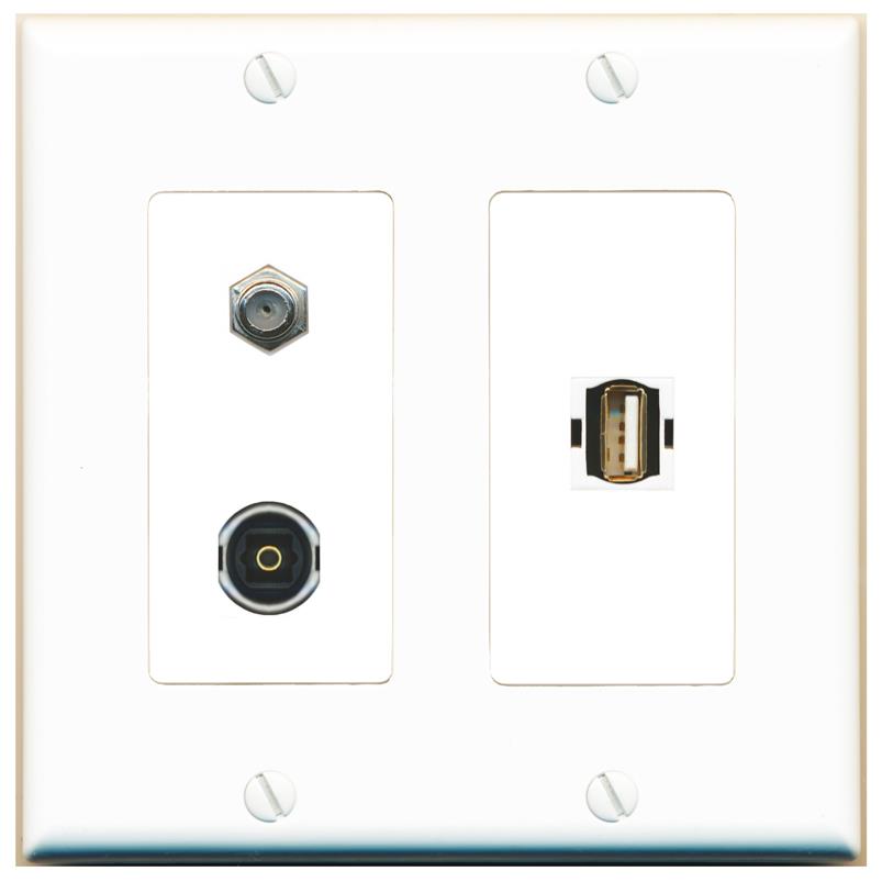 COAX TOSLINK USB2 Wall Plate [White]