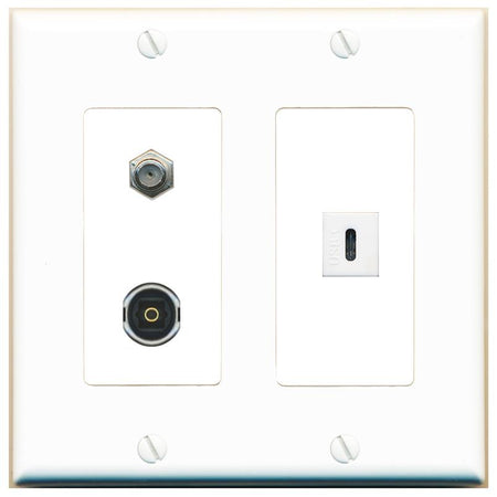 COAX TOSLINK USBC Wall Plate [White]