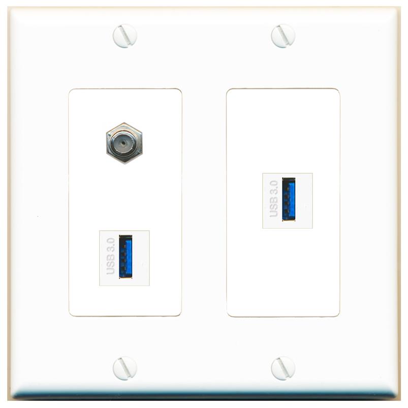 COAX 2 USB-3 Wall Plate [White]