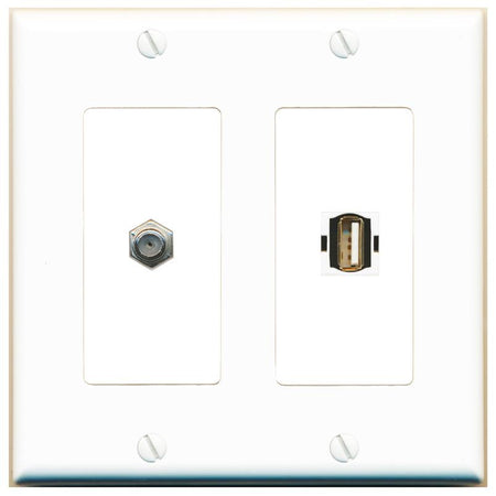 COAX USB2 Wall Plate [White]