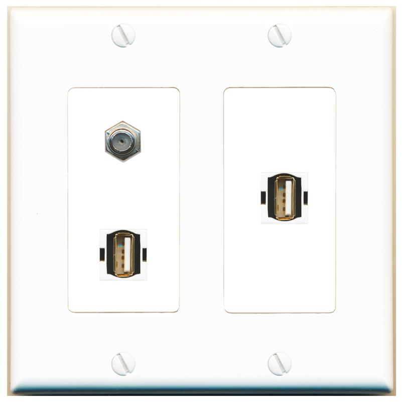 COAX 2 USB2 Wall Plate [White]