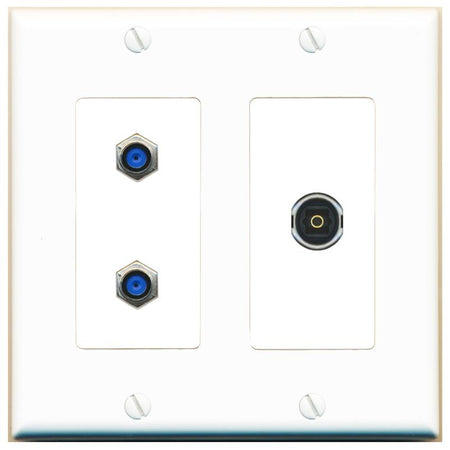 2 F81 TOSLINK Wall Plate [White]