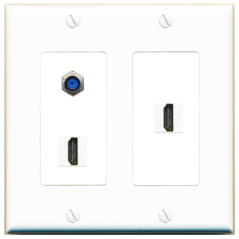 F81 2 HDMI Wall Plate [White]