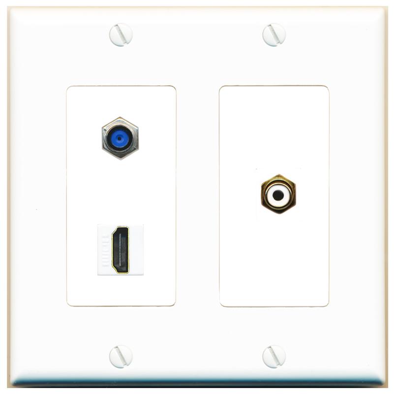 F81 HDMI RCA-WHITE Wall Plate [White]
