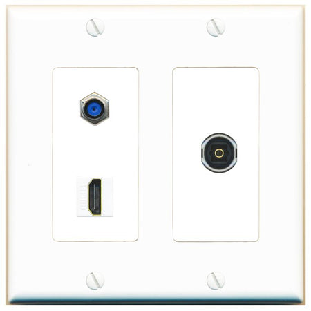 F81 HDMI TOSLINK Wall Plate [White]
