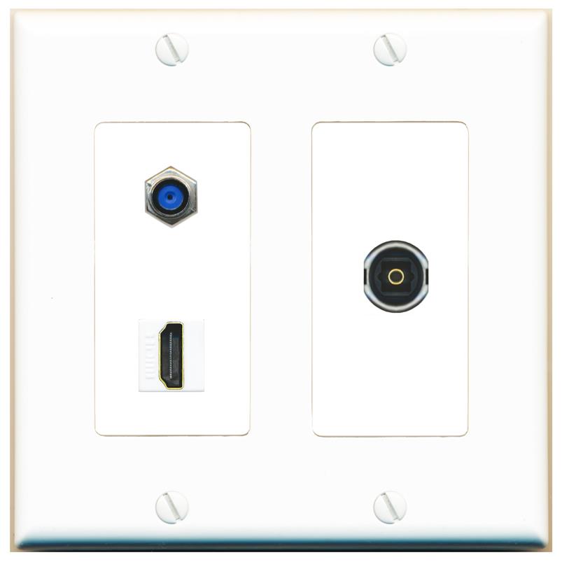 F81 HDMI TOSLINK Wall Plate [White]