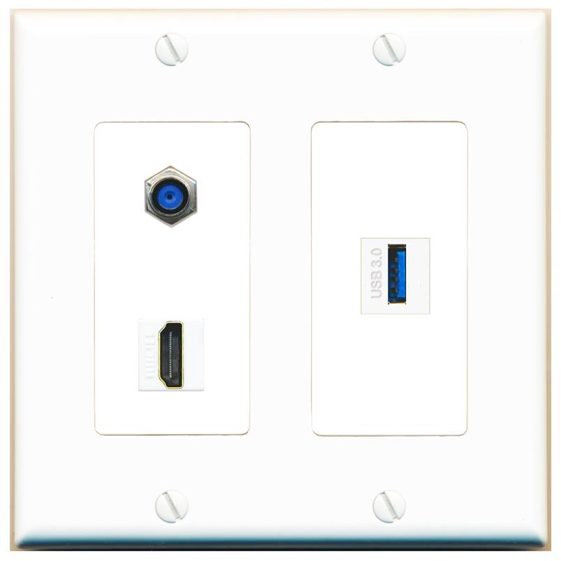 F81 HDMI USB-3 Wall Plate [White]