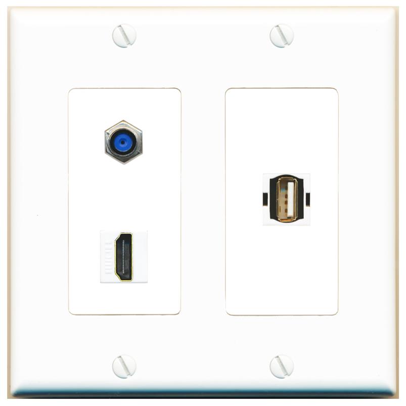 F81 HDMI USB2 Wall Plate [White]