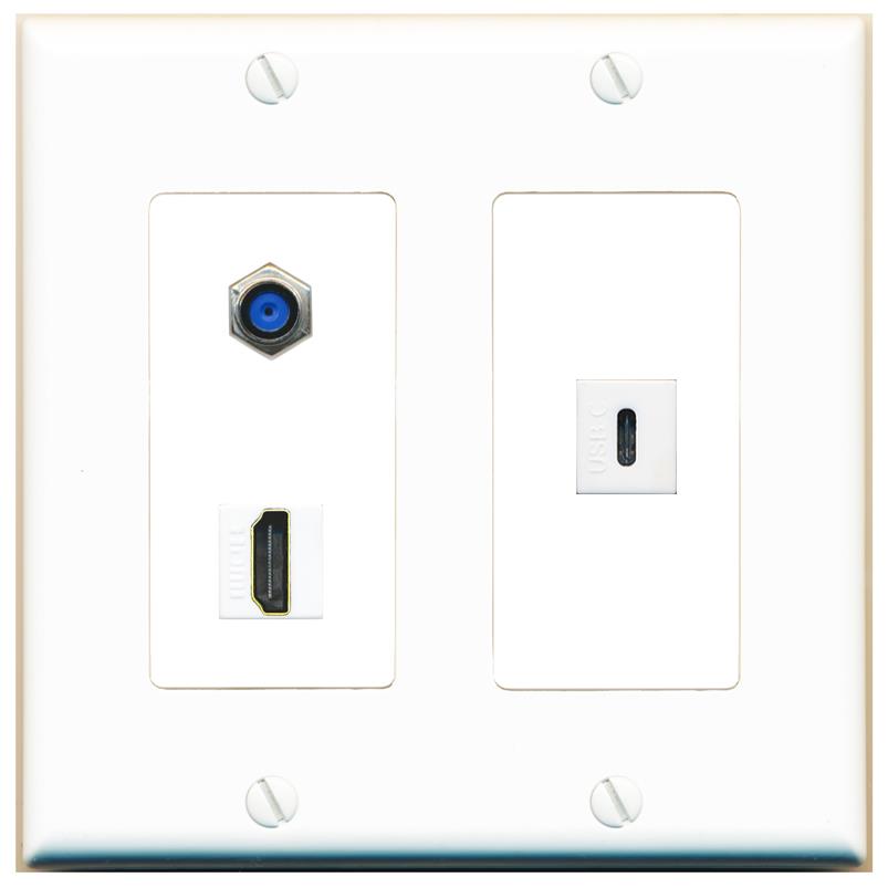 F81 HDMI USBC Wall Plate [White]