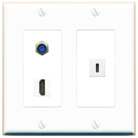 F81 HDMI USBC Wall Plate [White]