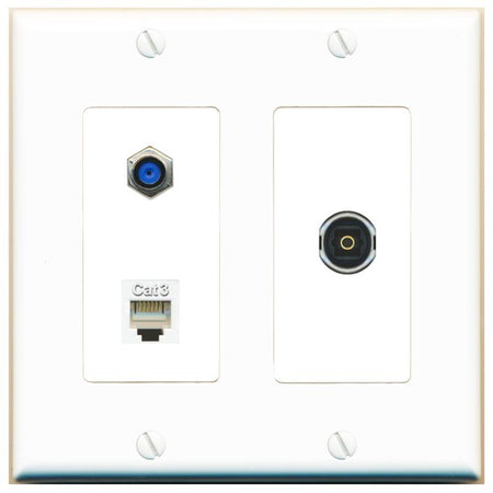 F81 PHONE TOSLINK Wall Plate [White]