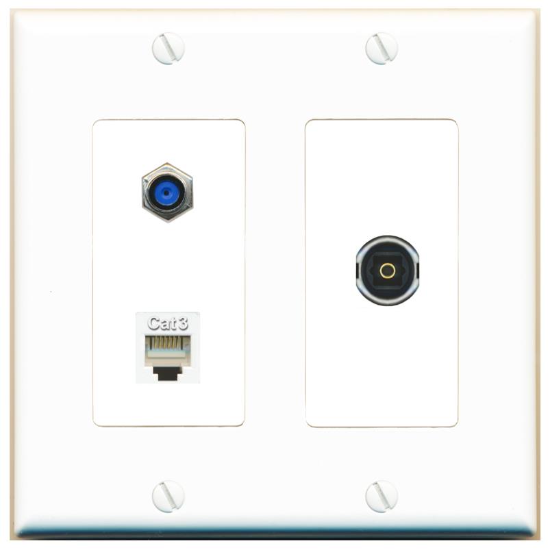 F81 PHONE TOSLINK Wall Plate [White]