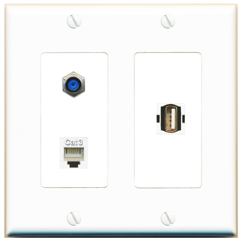 F81 PHONE USB2 Wall Plate [White]