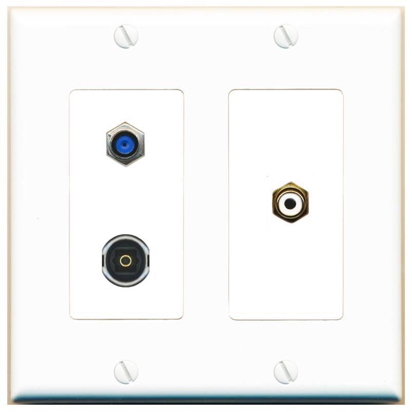 F81 RCA-WHITE TOSLINK Wall Plate [White]