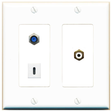 F81 RCA-WHITE USBC Wall Plate [White]