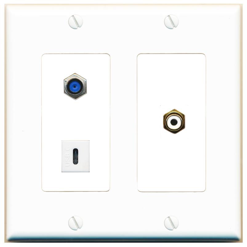 F81 RCA-WHITE USBC Wall Plate [White]