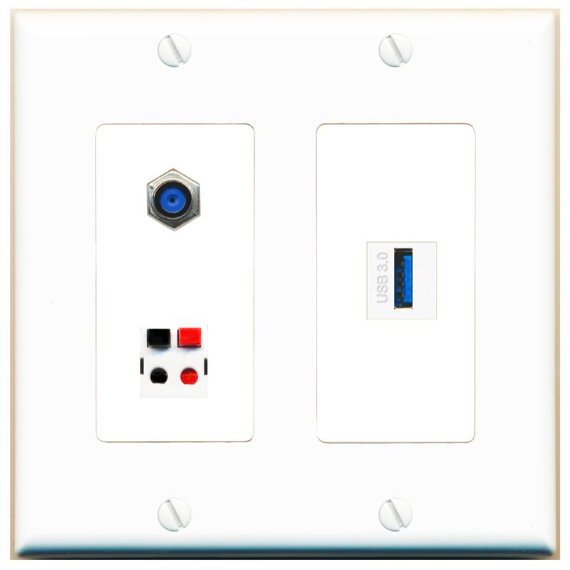 F81 SPEAKER USB-3 Wall Plate [White]