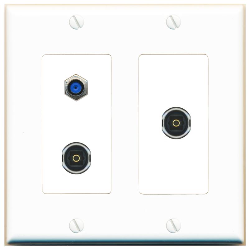 F81 2 TOSLINK Wall Plate [White]