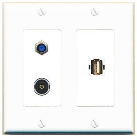F81 TOSLINK USB2 Wall Plate [White]