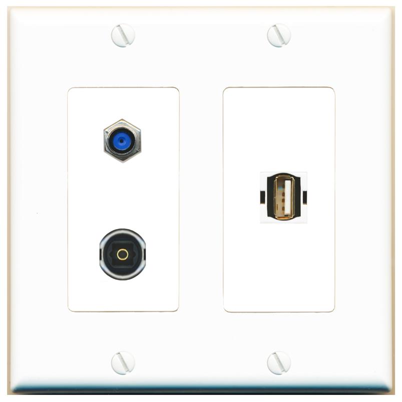 F81 TOSLINK USB2 Wall Plate [White]