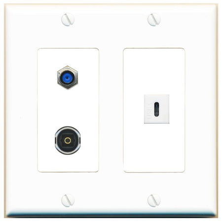 F81 TOSLINK USBC Wall Plate [White]