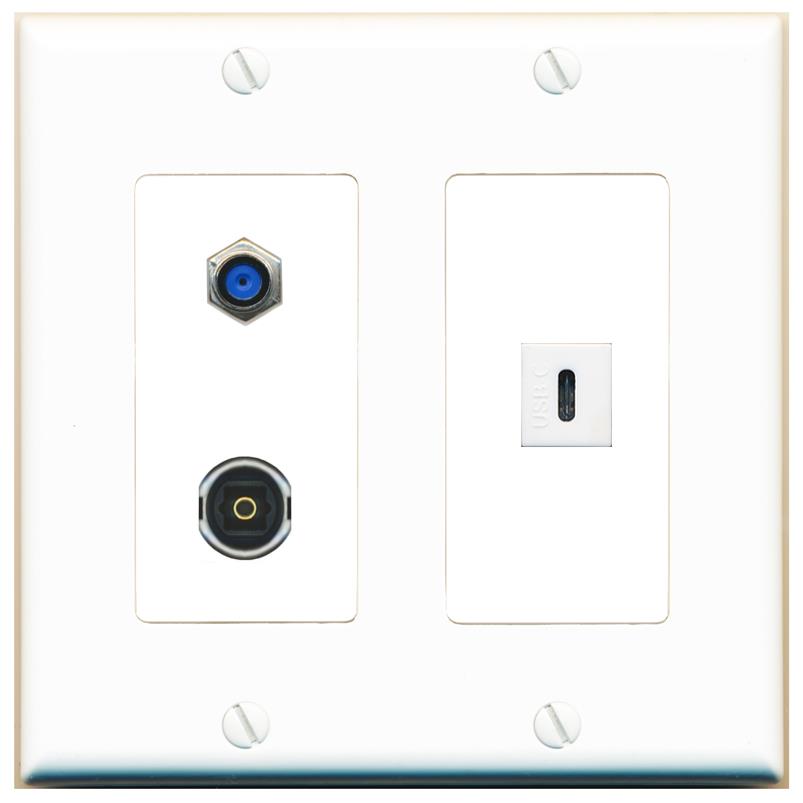 F81 TOSLINK USBC Wall Plate [White]