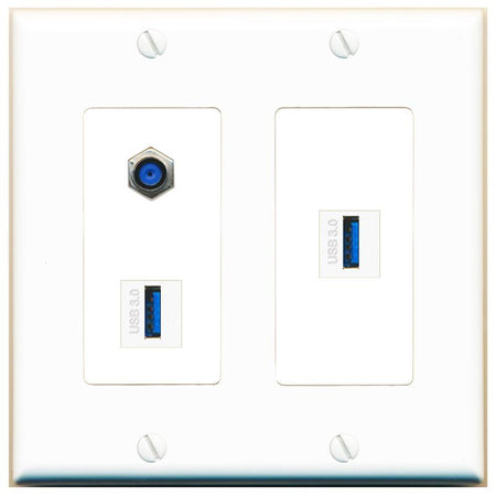 F81 2 USB-3 Wall Plate [White]