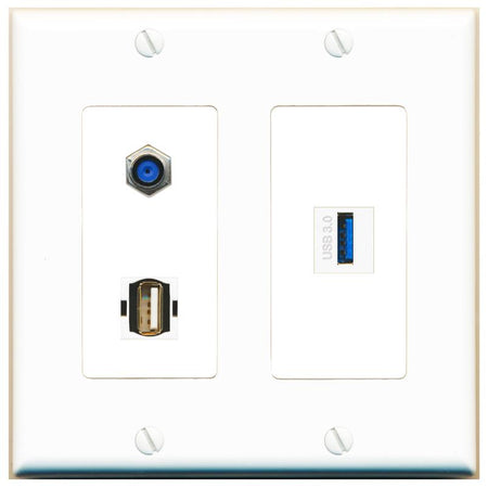 F81 USB-3 USB2 Wall Plate [White]