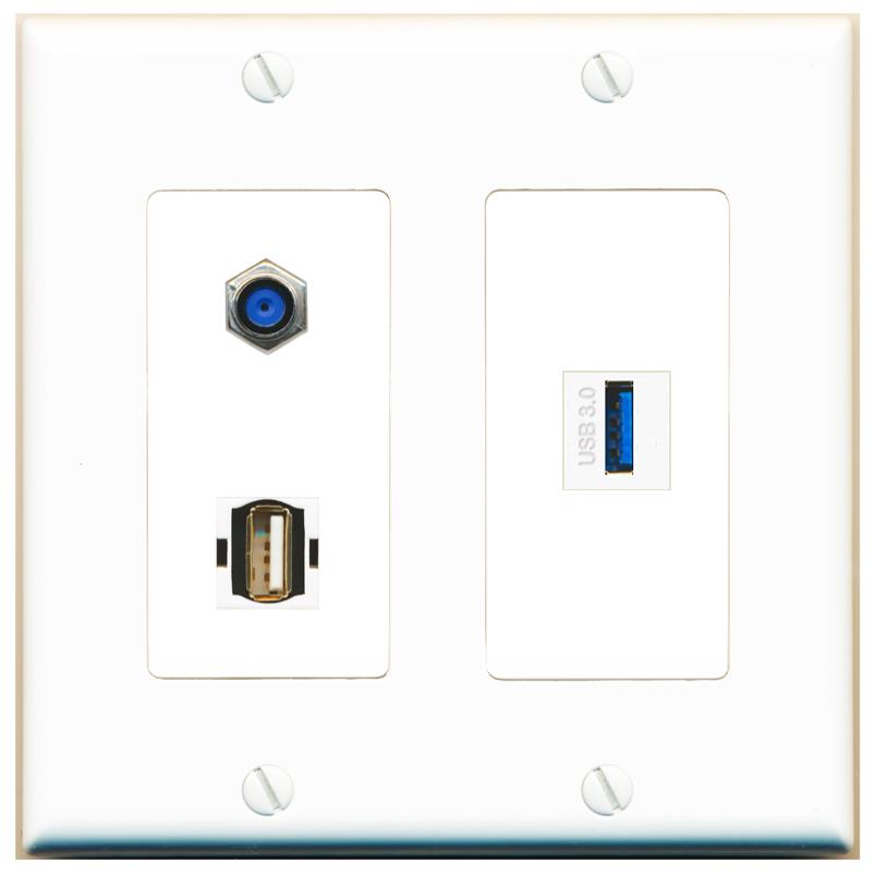 F81 USB-3 USB2 Wall Plate [White]