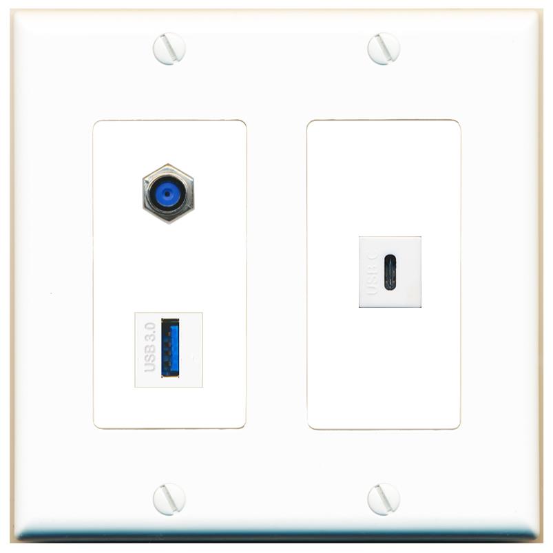 F81 USB-3 USBC Wall Plate [White]