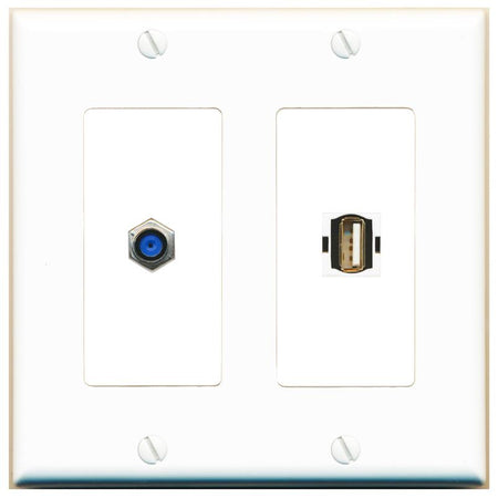 F81 USB2 Wall Plate [White]