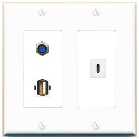F81 USB2 USBC Wall Plate [White]