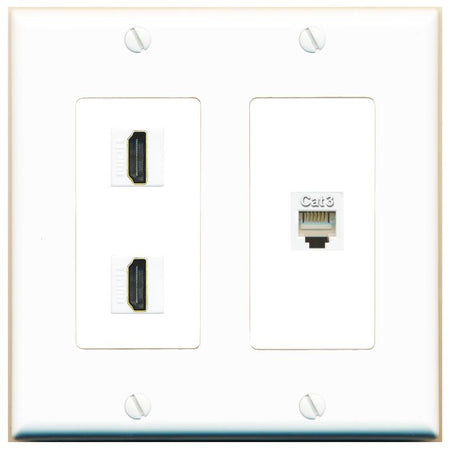 2 HDMI PHONE Wall Plate [White]