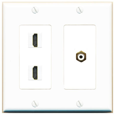 2 HDMI RCA-WHITE Wall Plate [White]