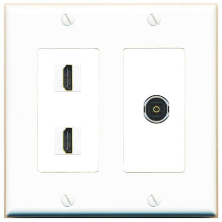2 HDMI TOSLINK Wall Plate [White]