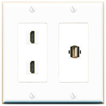 2 HDMI USB2 Wall Plate [White]