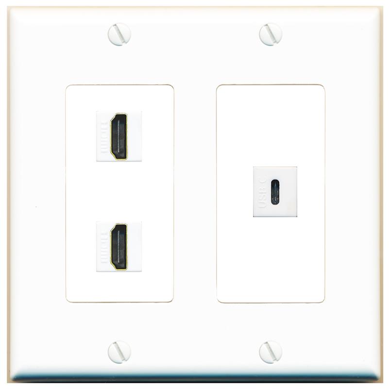 2 HDMI USBC Wall Plate [White]