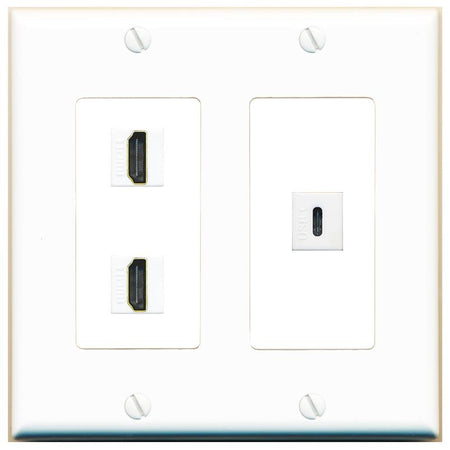 2 HDMI USBC Wall Plate [White]