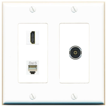 HDMI PHONE TOSLINK Wall Plate [White]