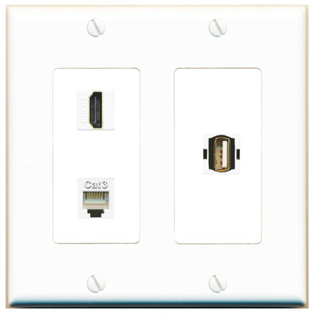 HDMI PHONE USB2 Wall Plate [White]