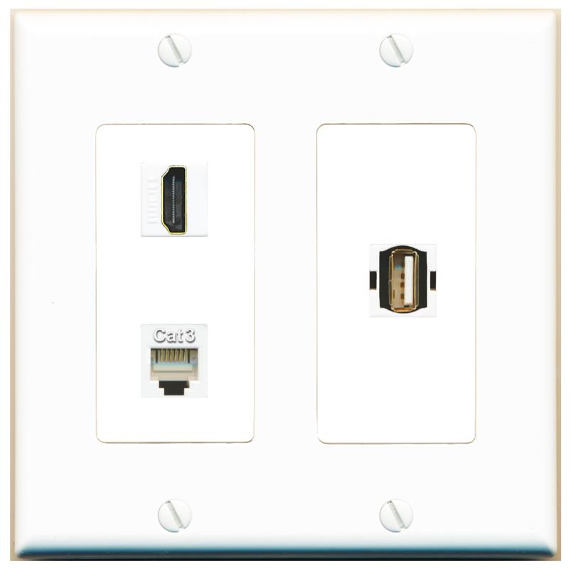 HDMI PHONE USB2 Wall Plate [White]